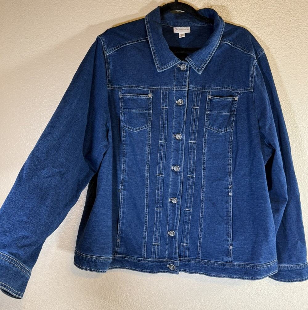 Dress Barn 1962 Plus 3X Dark Wash Denim Jacket Classic Trucker
